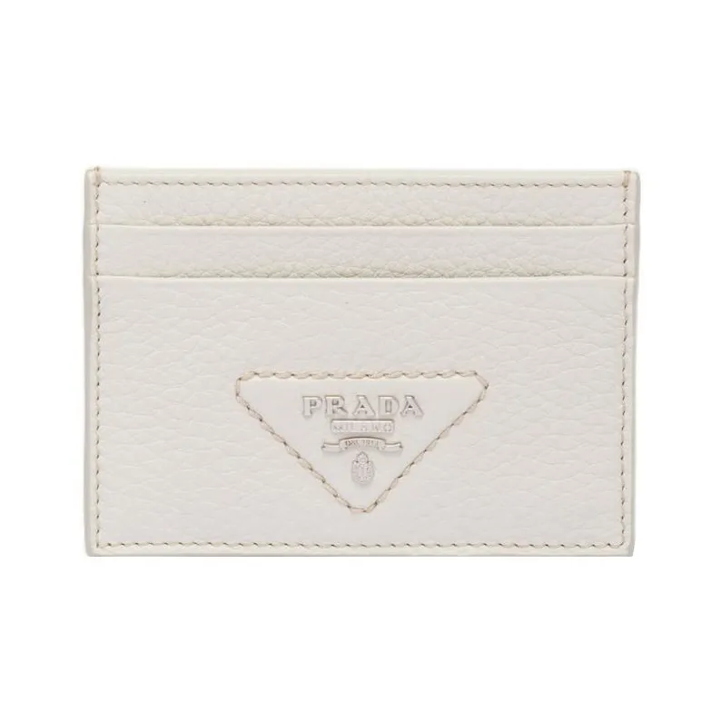 PRADA Leather Card Holder Men's White-0