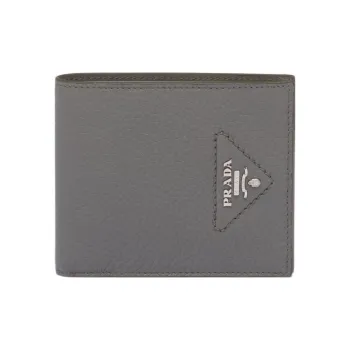 PRADA Leather Wallet Men's Gray