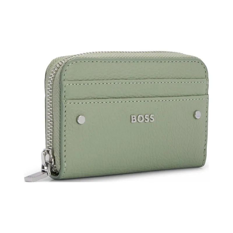HUGO BOSS Cow Leather Wallet Women's Light Green-1