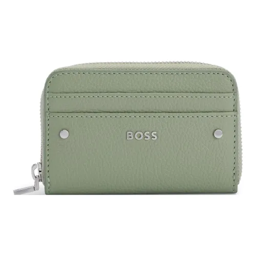HUGO BOSS Cow Leather Wallet Women's Light Green