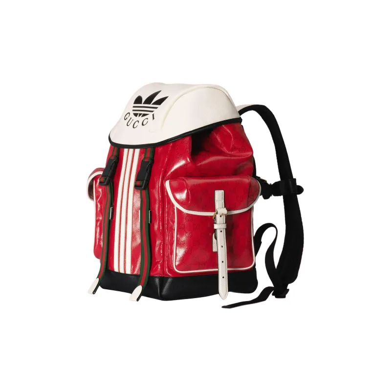 GUCCI Adidas Collaboration Canvas With Leather Backpack Men's Red/White-1