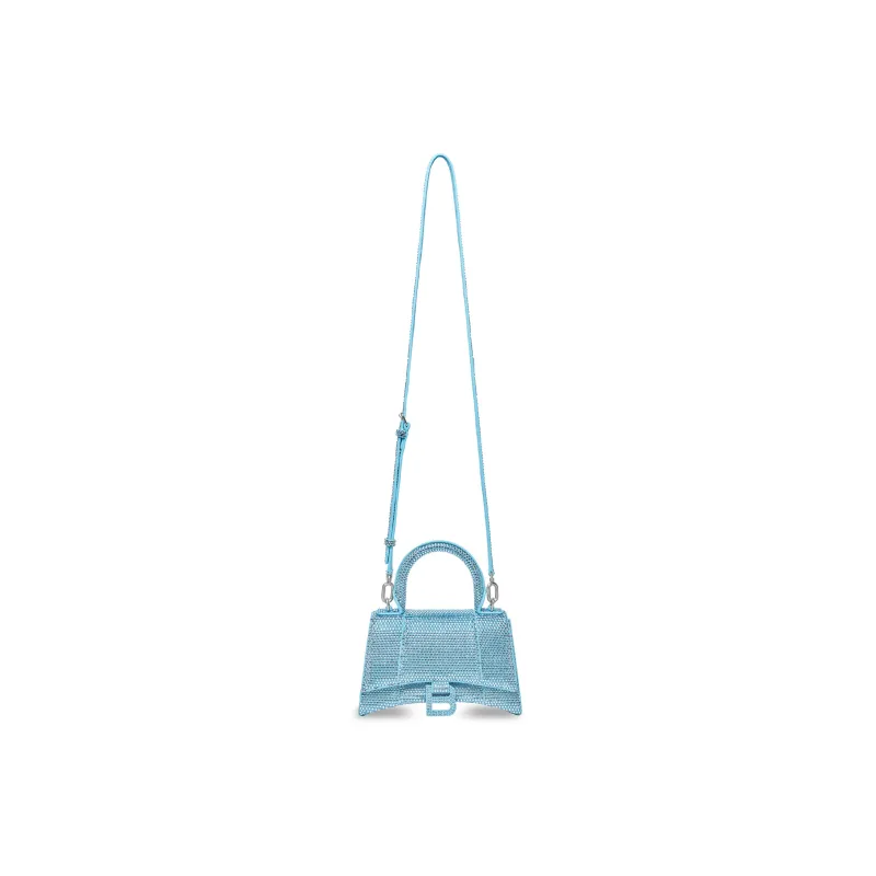 Balenciaga Hourglass Cow Leather Shoulder Bag Crossbody Bag Handbag Extra Small Women's Blue-4