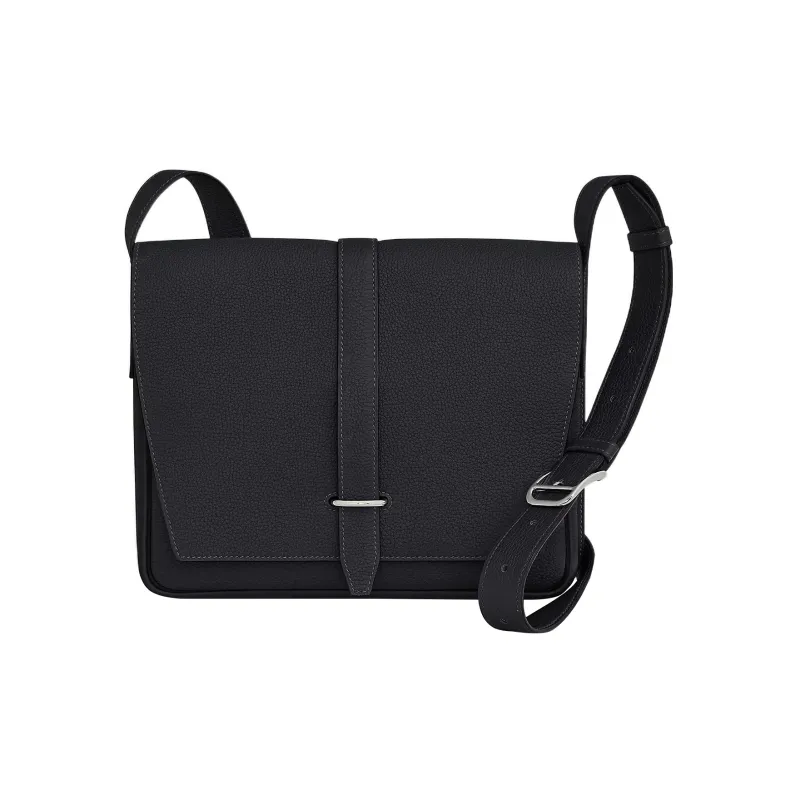 HERMES Steve Light Junior Togo Calfskin Messenger Bag Shoulder Bag Crossbody Bag Men's 3Y Caban Dark Blue-0