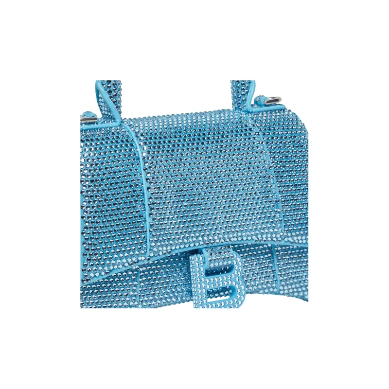 Balenciaga Hourglass Cow Leather Shoulder Bag Crossbody Bag Handbag Extra Small Women's Blue-5