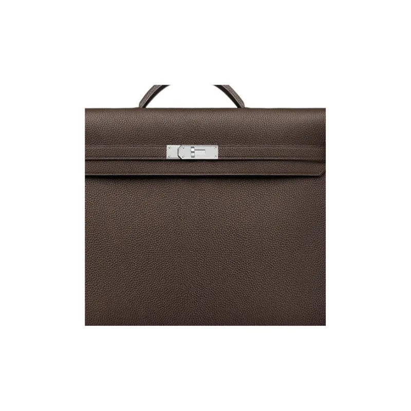 HERMES Kelly Depeches Togo Calfskin Handbag Men's 47 Chocolate Chocolate-4