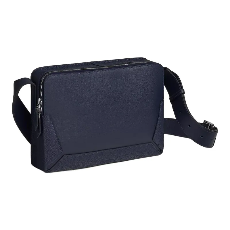 HERMES Evercolor With Togo Calfskin Courier Bag Crossbody Bag Men's Midnight Blue-1