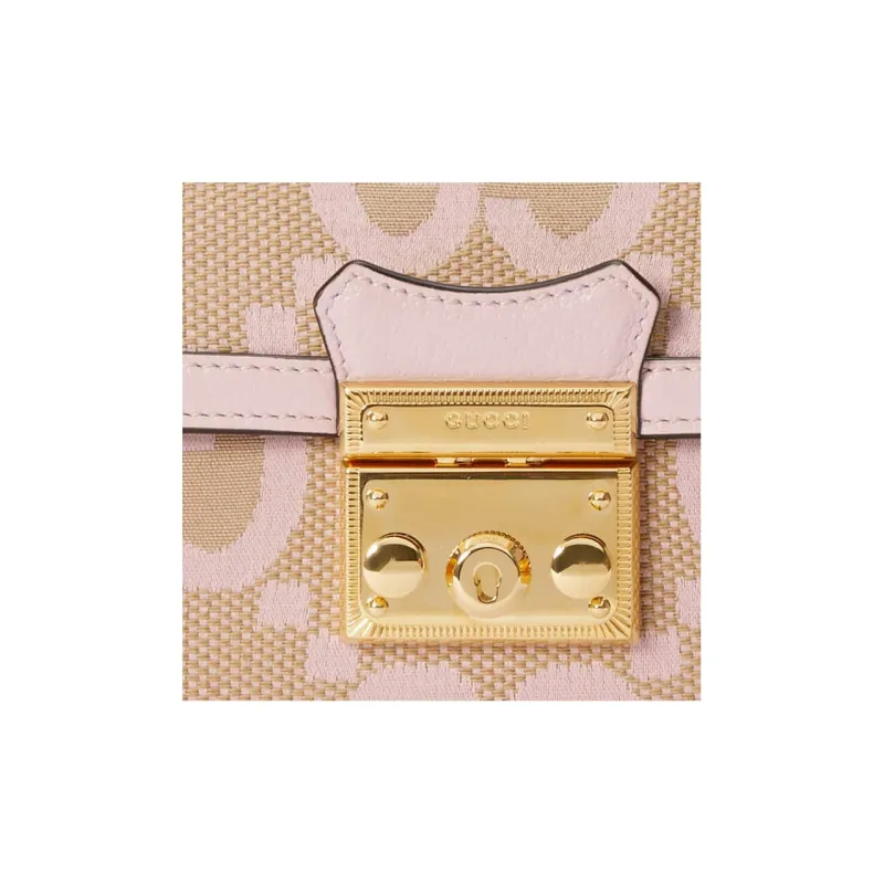 GUCCI Padlock Canvas With Leather Canvas Bag Box Bag Shoulder Bag Crossbody Bag Handbag Mini Women's Beige/Pink-8