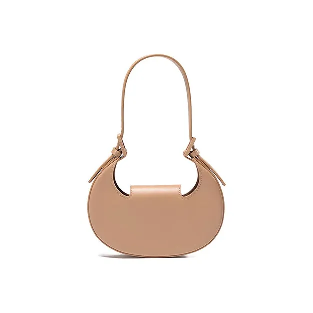 FENDI Cookie Cow Leather Shoulder Bag Crescent Bag Handbag Shoulder Bag Women's Beige Camel-3