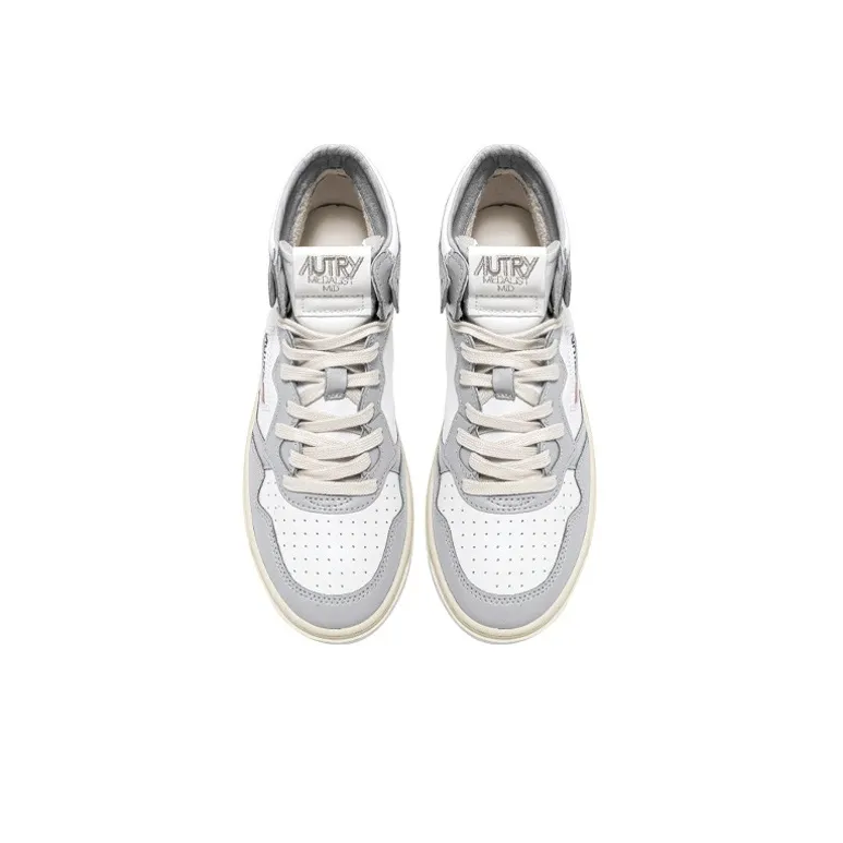 AUTRY Medalist Mid Bicolor 'White Grey'-2