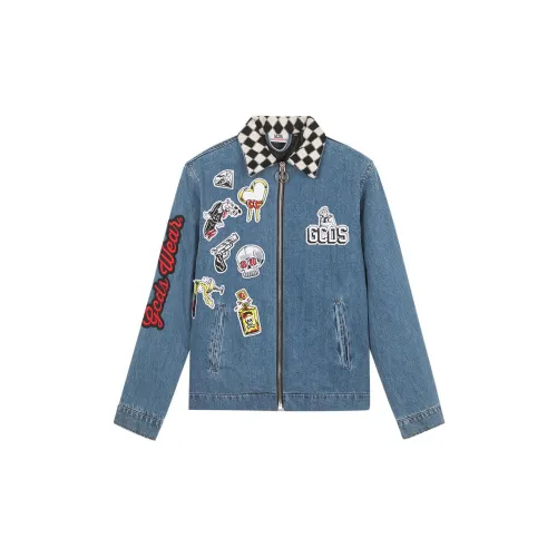 GCDS Denim Jacket Men Light Blue