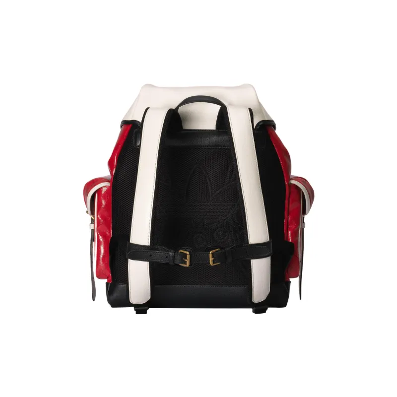 GUCCI Adidas Collaboration Canvas With Leather Backpack Men's Red/White-3