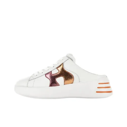 HOGAN Rebel Rubber Sole Wrap-toe Slippers Women's White Orange Pink