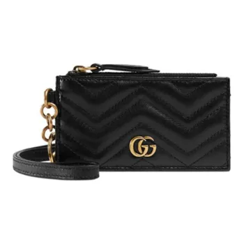GUCCI Leather Portable Halter Shoulder Bag Card Holder, Wallet Women's Black
