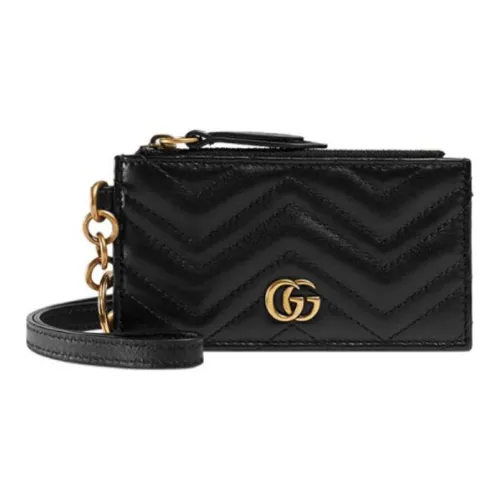 GUCCI Leather Portable Halter Shoulder Bag Card Holder, Wallet Women
s Black