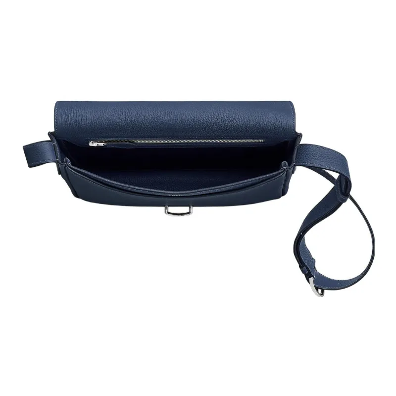 HERMES Steve Light Junior Togo Calfskin Messenger Bag Shoulder Bag Crossbody Bag Men's 73 Bleu Saphir Sapphire Blue-3