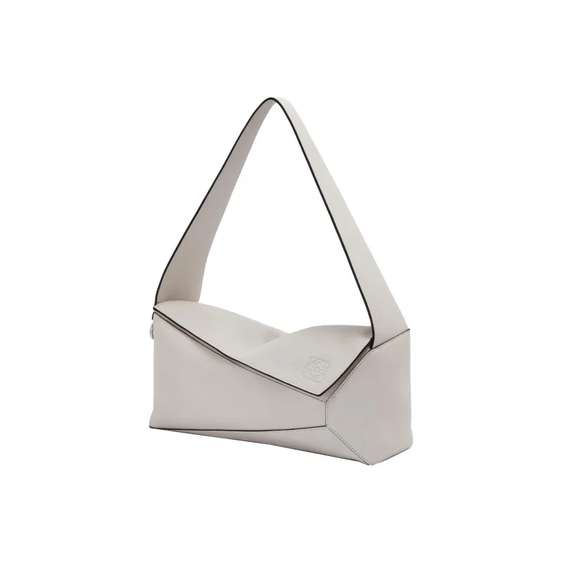LOEWE Puzzle Hobo Napa Calf Leather Handbag Shoulder Bag Women's Gray-3
