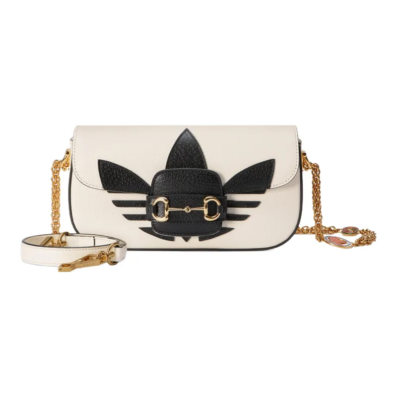 GUCCI Adidas Collaboration Leather Crossbody Bag, Shoulder Bag Women's White-2