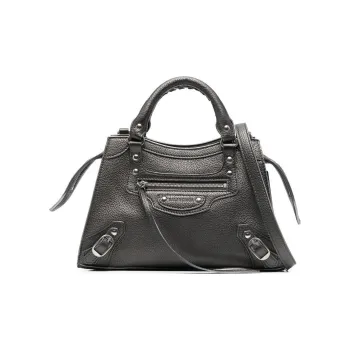 Balenciaga Neo Classic Grain Texture Embossed Cow Leather Shoulder Bag Crossbody Bag Extra Small Women's Dark Gray
