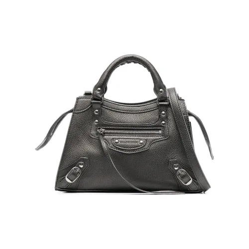 Balenciaga Neo Classic Grain Texture Embossed Cow Leather Shoulder Bag Crossbody Bag Extra Small Women's Dark Gray
