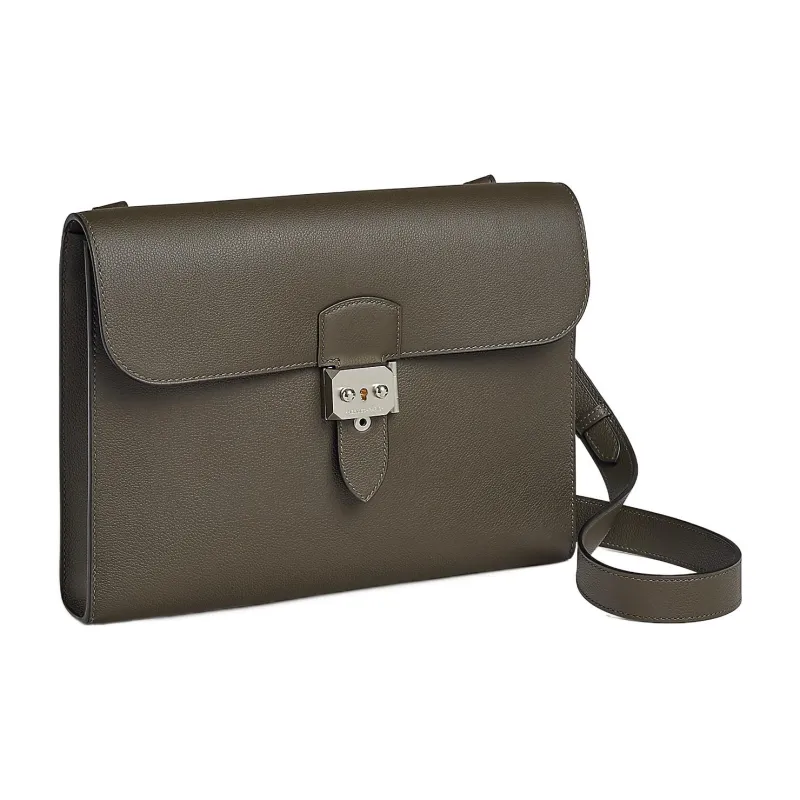 HERMES Sac A Depeches Evercolor Calfskin Courier Bag Shoulder Bag Crossbody Bag Men's G8 Vert Maquis Forest Green-1
