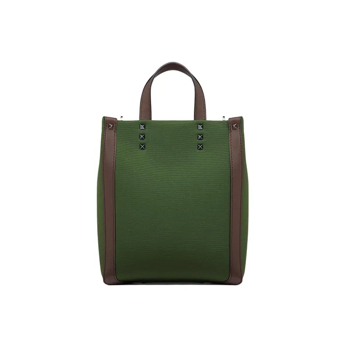 Valentino GARAVANI Canvas Tote Bag Shopping Bag Portable Canvas Bag Shoulder Bag Mini Men's Green-3