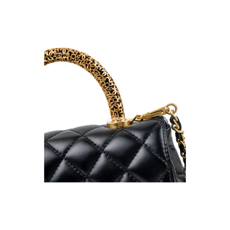 CHANEL 22A Early Autumn Cow Leather Chain Bag Handbag Trumpets Women's Black-4