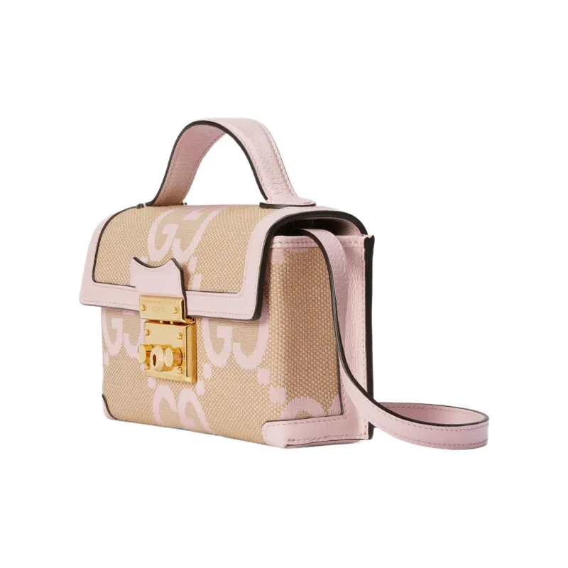 GUCCI Padlock Canvas With Leather Canvas Bag Box Bag Shoulder Bag Crossbody Bag Handbag Mini Women's Beige/Pink-1