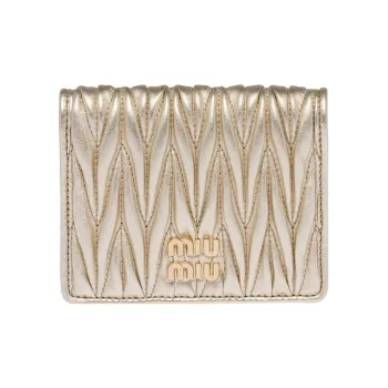 MIU MIU Leather Wallet Women's Gold