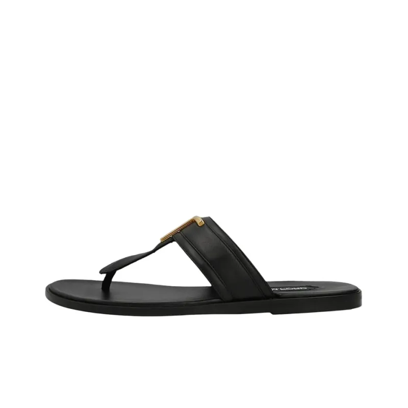 TOM FORD Logo-plaque Leather Flip Flops-0