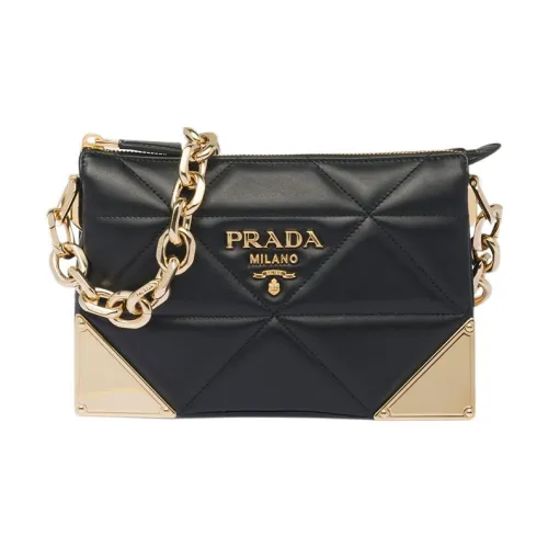 PRADA Leather Crossbody Bag Shoulder Bag Women's Black