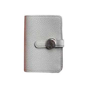 HERMES Togo Calfskin Card Holder Wallet Unisex 8L Beton Glacier White