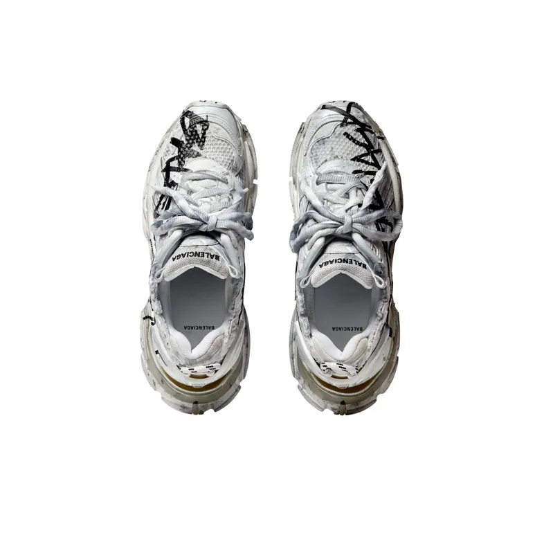 Balenciaga Runner Graffiti Sneakers 'Black And White Mesh And Nylon'-3