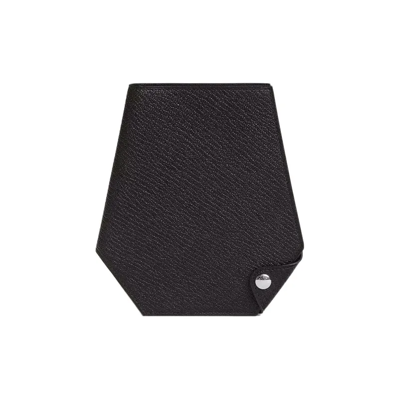 HERMES Clochette Mysore Goat Skin Card Holder Wallet Men's Noir Black-0