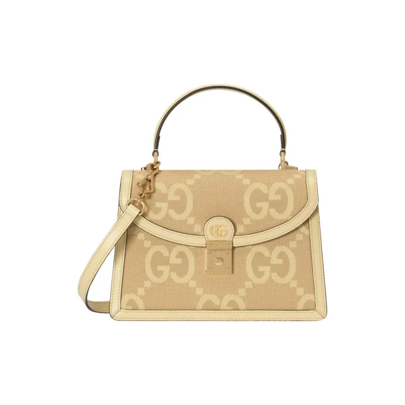 GUCCI Ophidia Canvas With Leather One Shoulder Crossbody Canvas Bag Handbag Women's Beige/Yellow-0