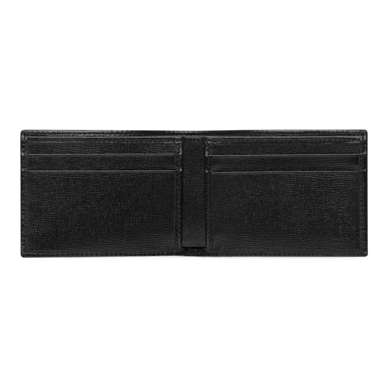 GUCCI GG Canvas With Leather Double Fold Money Clip Card Holder Wallet Mini Men's Black-3