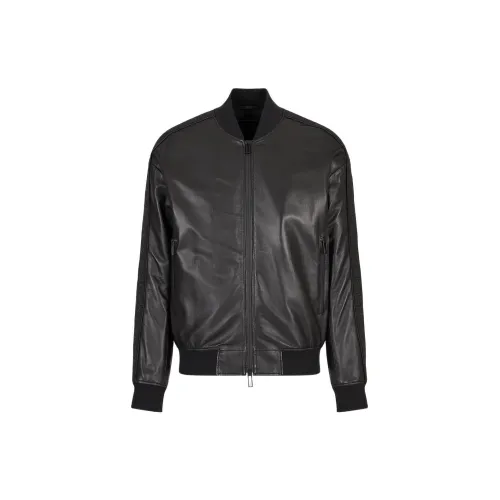 EMPORIO ARMANI Leather Jackets Men Black