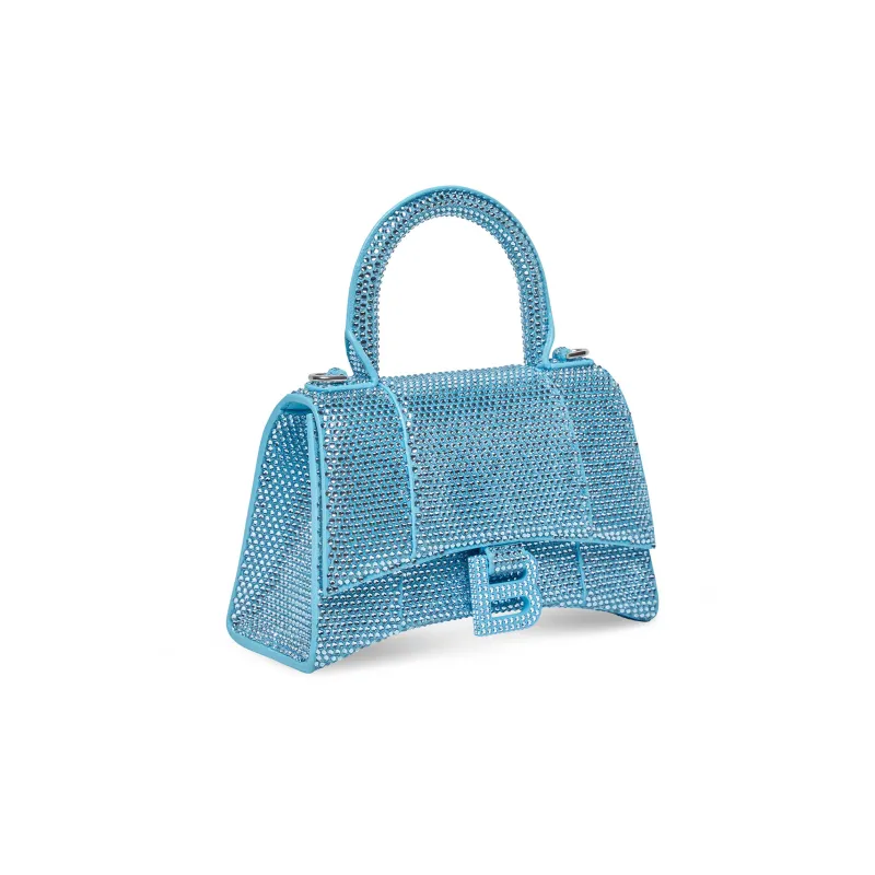 Balenciaga Hourglass Cow Leather Shoulder Bag Crossbody Bag Handbag Extra Small Women's Blue-1