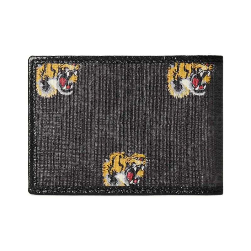 GUCCI Canvas With Leather Double-Fold Money Clip Card Holder Wallet Men's Black-2