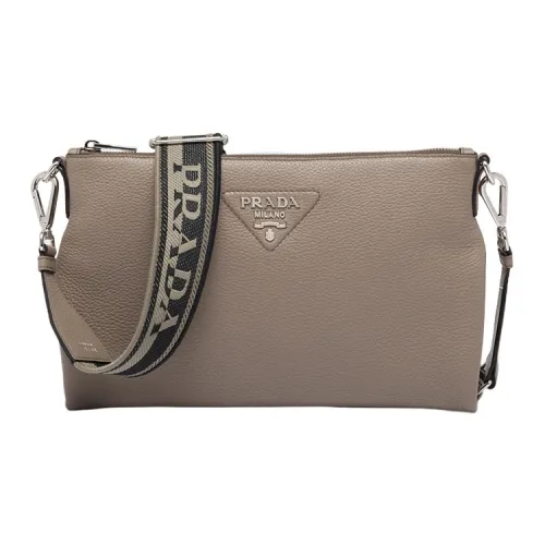 PRADA Leather Crossbody Bag Shoulder Bag Small Size Women's Clay Gray