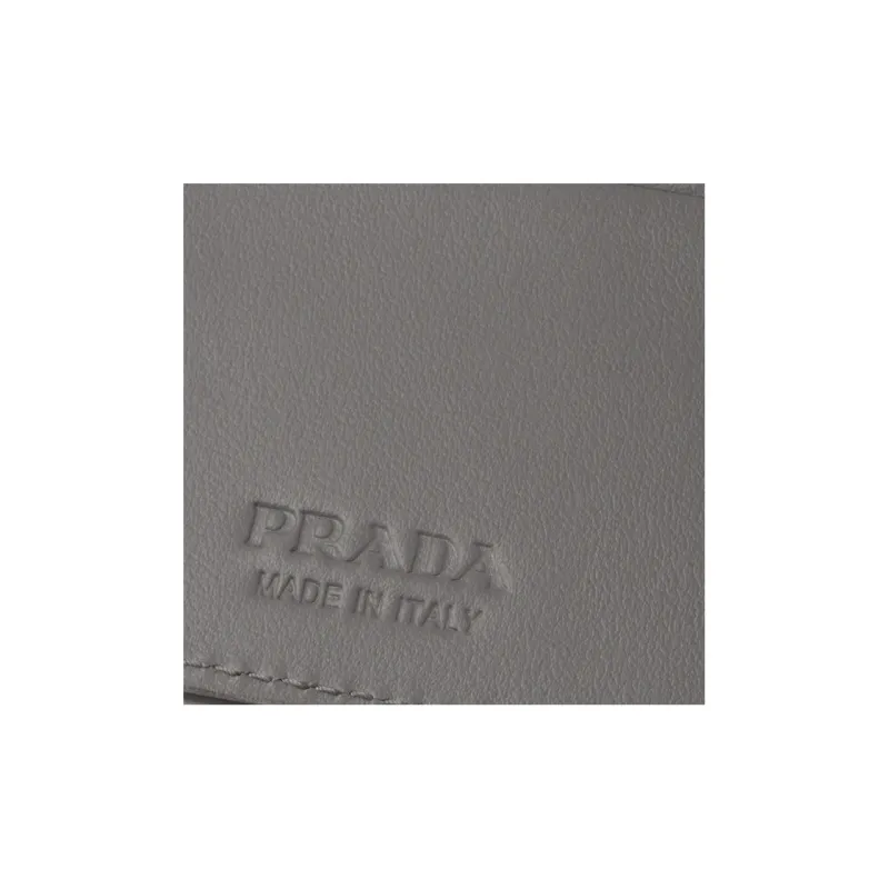 PRADA Leather Wallet Men's Gray-4