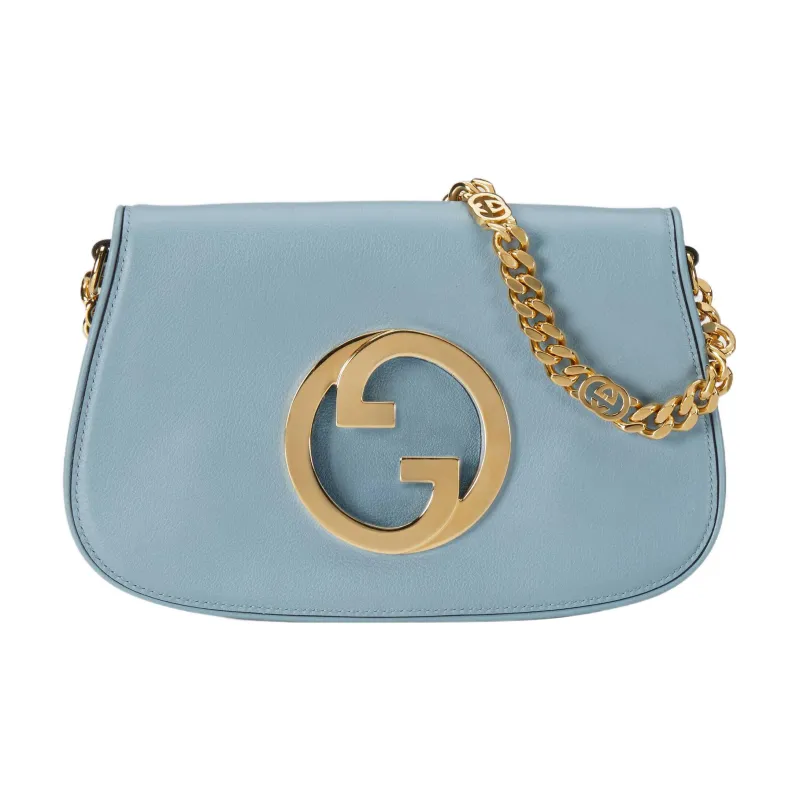 GUCCI Blondie Leather Chain Shoulder Bag Shoulder Bag Crossbody Bag Women's Light Blue-0