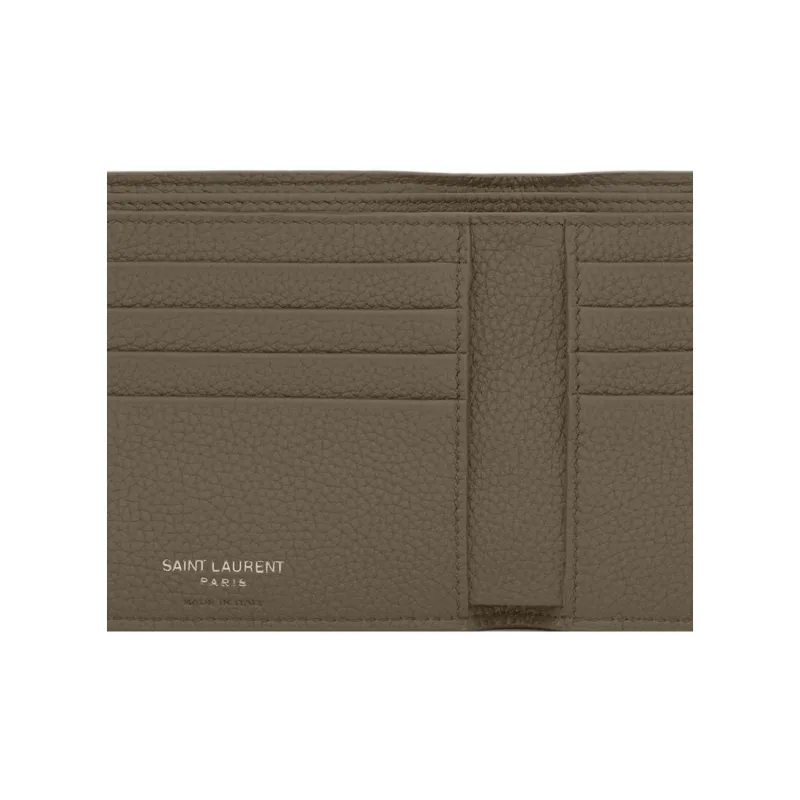 SAINT LAURENT CASSANDRE Grained Calfskin Wallet Men's Dark Khaki-4