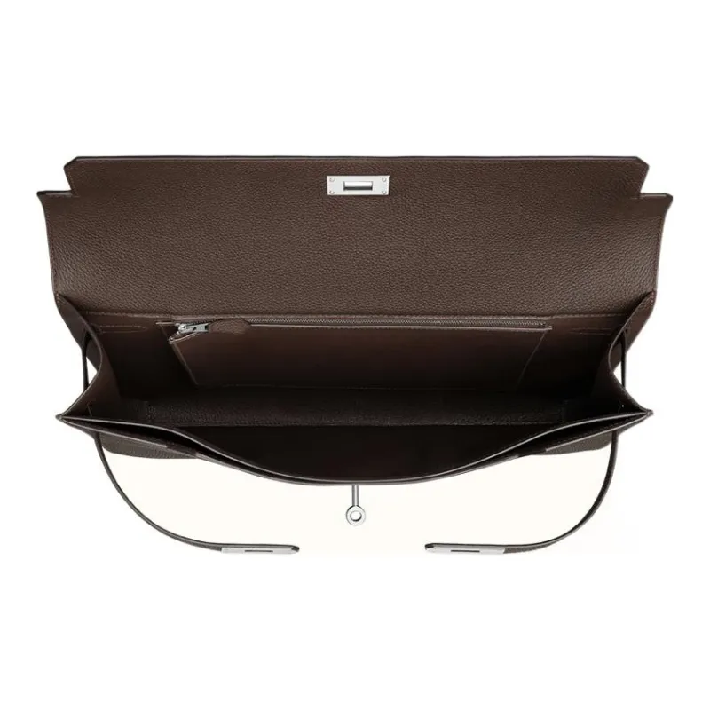 HERMES Kelly Depeches Togo Calfskin Handbag Men's 47 Chocolate Chocolate-3