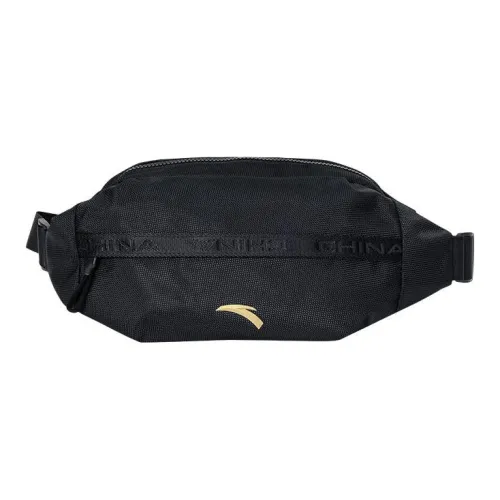 Anta Fabric Cell Phone Pouch One Shoulder Crossbody Sling Bag Fanny Pack Unisex Black