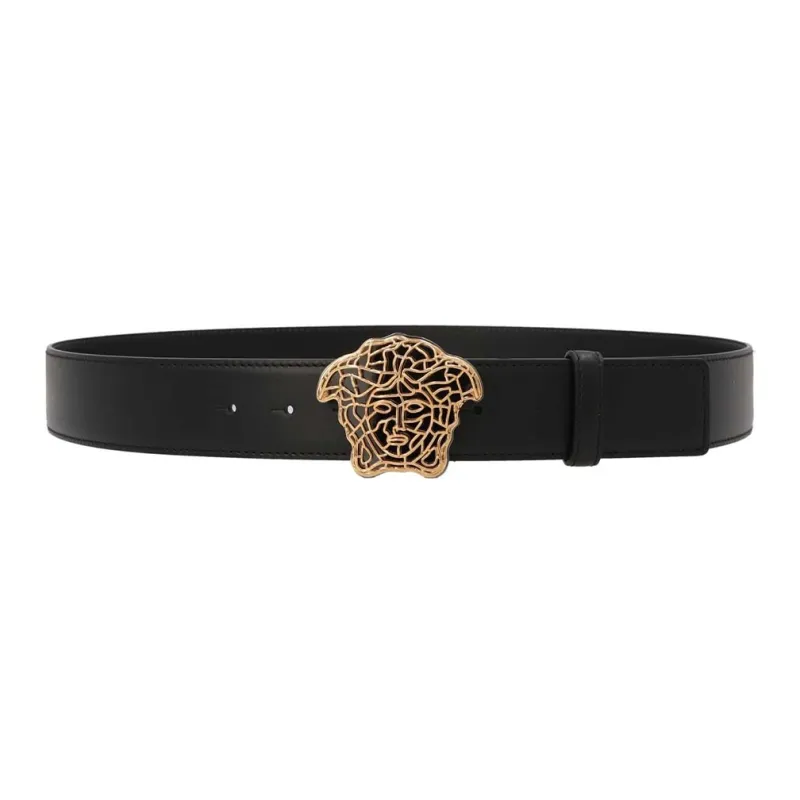 VERSACE Leather Belts Men Black-0