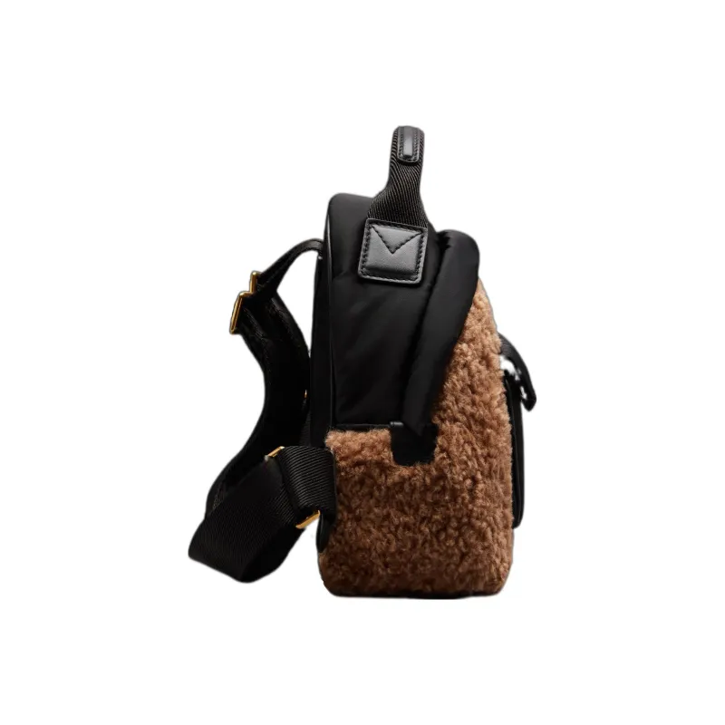 Moncler Fabric Handbag Backpack Mini Women's Camel/Black-1