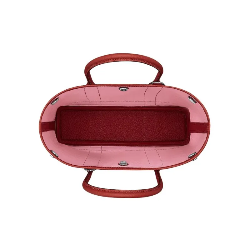 HERMES Garden Canvas With Calfskin Garden Bag Canvas Bag Handbag Shoulder Bag Crossbody Bag Women's Pink/Imperial Red-3