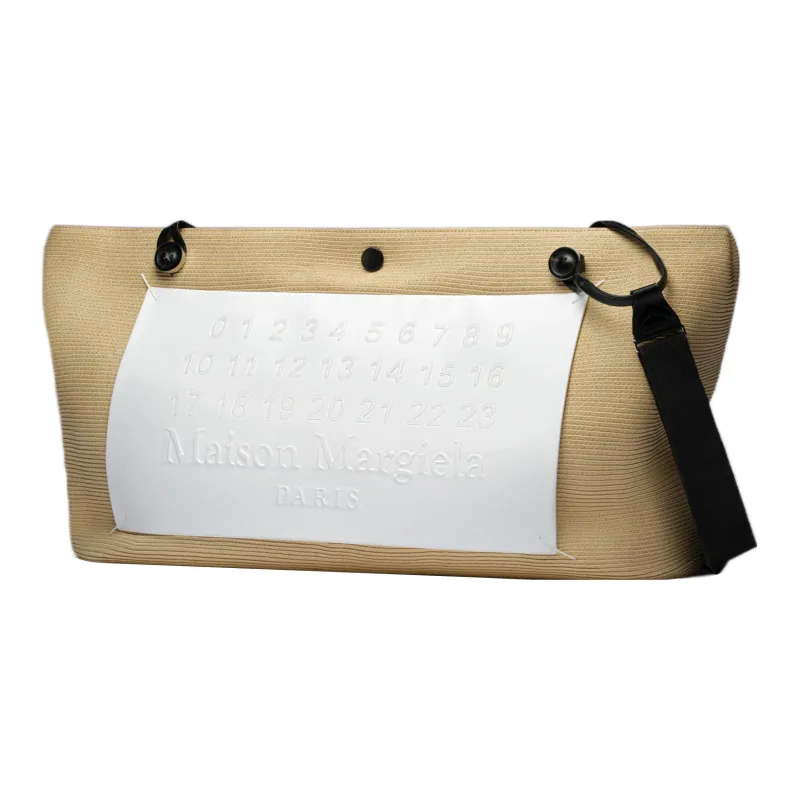 Maison Margiela Cow Leather With Cotton Shopping Bag Handbag Shoulder Bag Women's Yellow White Multicolor-1