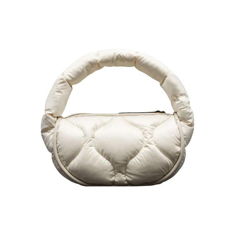 Moncler Fabric Crescent Bag, One Shoulder Handbag Women's White-2