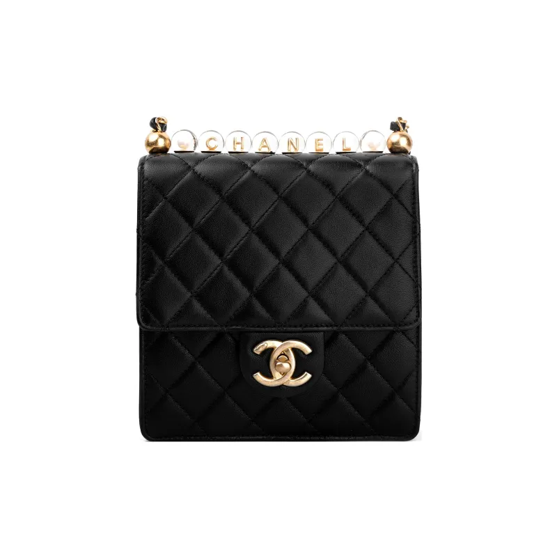 CHANEL Classic Flap CF Goatskin Shoulder Bag, Crossbody Bag Women's Black-0